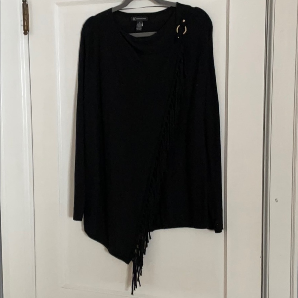 Black asymmetric lightweight cotton/ poly sweater